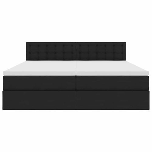 Легло с място за съхранение Черно 200 x 200 cm Изкуствена