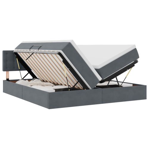 Легло с място за съхранение с матрак Тъмен сив 90 x 200 cm