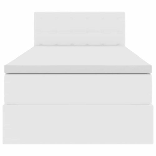 Легло с място за съхранение и LED с LED Чисто бяло 90 x 200 cm