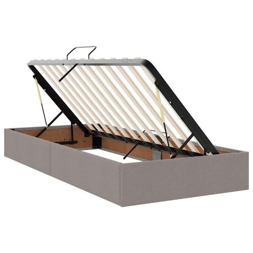 Легло с място за съхранение и LED Таупе 90 x 200 cm текстил