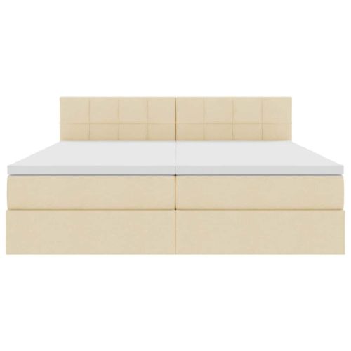 Легло С LED лентисти светлини Кремав 180 x 200 cm текстил