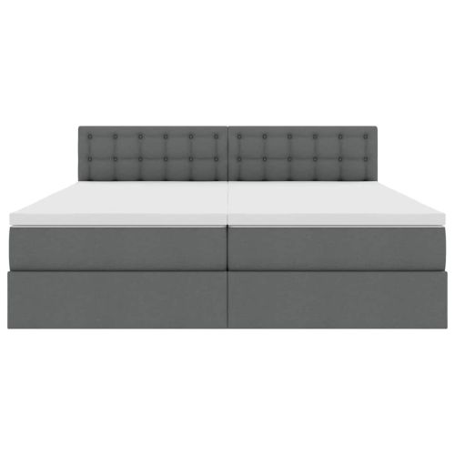 Легло С LED лентисти светлини Тъмен сив 180 x 200 cm текстил