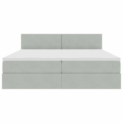 Легло С LED лентисти светлини Светлосиво 180 x 200 cm Кадифе