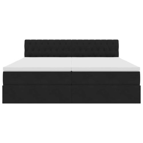 Легло С LED лентисти светлини Черно 180 x 200 cm Кадифе