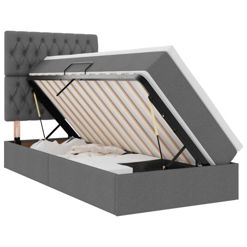 Легло с място за съхранение и матрак Тъмен сив 90 x 200 cm