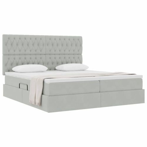 Легло с място за съхранение Светлосиво 180 x 200 cm Кадифе