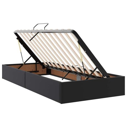 Легло с място за съхранение и LED Черно 90 x 190 cm Изкуствена