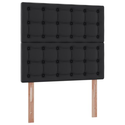 Легло с място за съхранение и LED Черно 90 x 190 cm Изкуствена