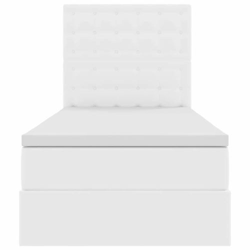 Легло с място за съхранение и LED с LED Чисто бяло 90 x 200 cm