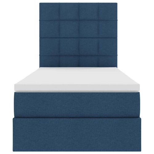 Легло с място за съхранение и LED Синьо 100 x 200 cm Полиестер