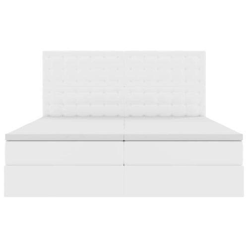 Легло с място за съхранение и LED Чисто бяло 180 x 200 cm