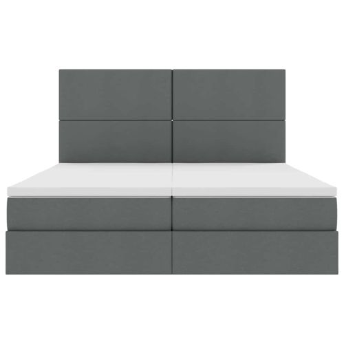 Легло С LED лентисти светлини Тъмен сив 180 x 200 cm текстил