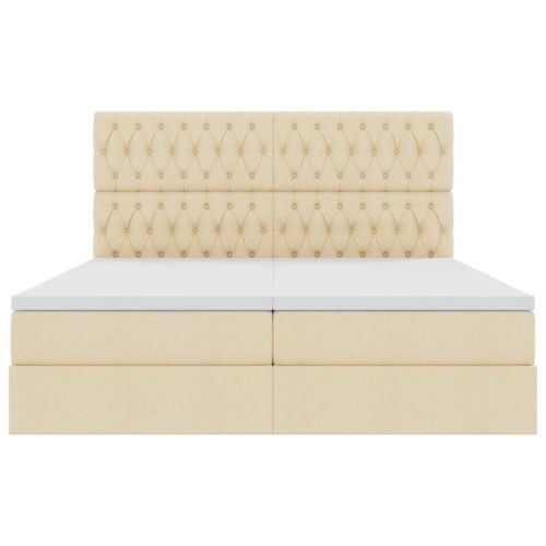 Легло С LED лентисти светлини Кремав 180 x 200 cm текстил