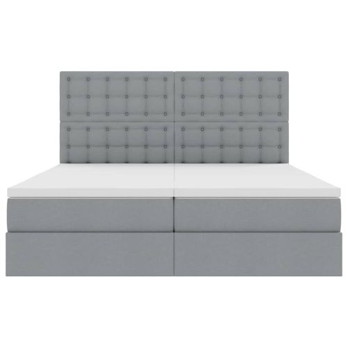 Легло С LED лентисти светлини Светлосиво 180 x 200 cm текстил