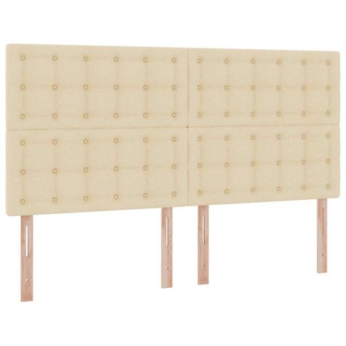 Легло С LED лентисти светлини Кремав 180 x 200 cm текстил