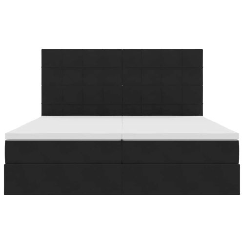 Легло С LED лентисти светлини Черно 180 x 200 cm Кадифе