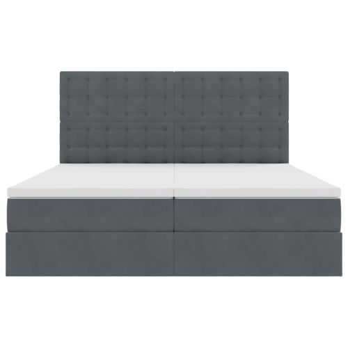 Легло С LED лентисти светлини Тъмен сив 180 x 200 cm Кадифе