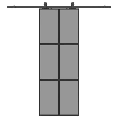 Плъзгаща се врата с комплект обков Черно 76x205 cm