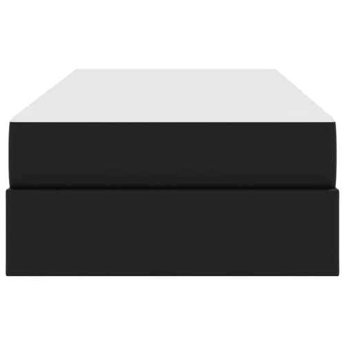 Легло с място за съхранение и матрак с матрак 2 pcs Черно Кожа