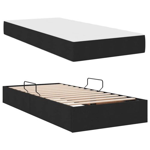 Легло с място за съхранение и матрак с матрак Черно 90 x 190 cm