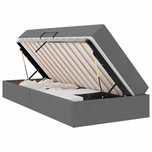 Легло с място за съхранение и матрак Тъмен сив 90 x 200 cm