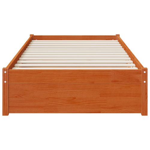 Рамка за легло 3 pcs Кафяво с восъчно покритие Борово дърво