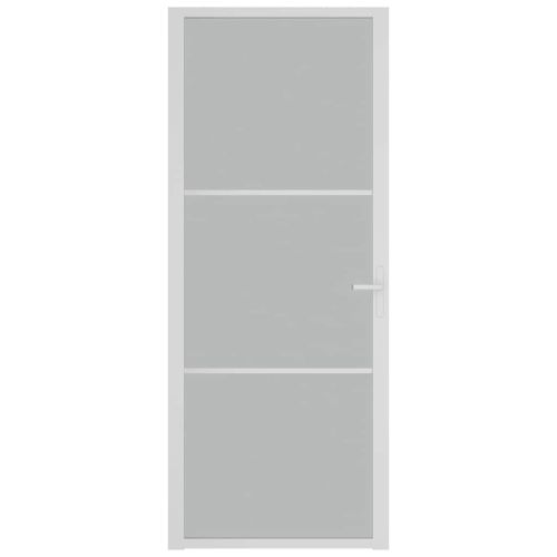 Интериорна врата, 83x201,5 см, бял мат, стъкло и алуминий