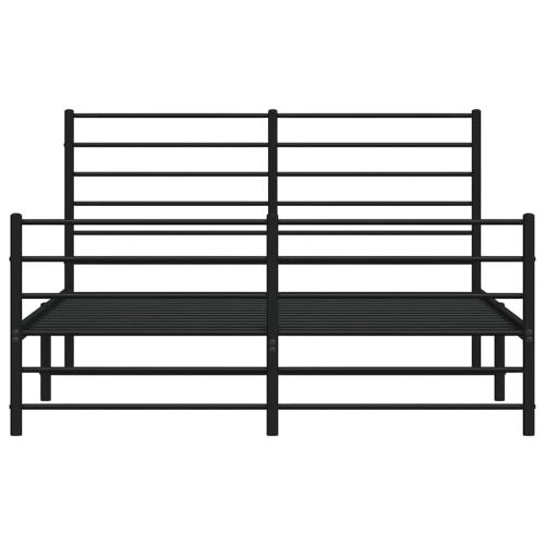 Метална рамка за легло с горна и долна табла, черна, 140x200 см