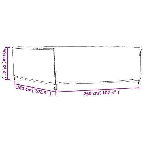 Калъф за градинска мебел черен 260x260x90 см водоустойчив 420D