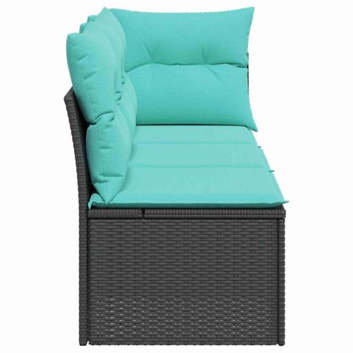 Градински диван с възглавница Черно 172 x 62 x 69 см Полиратан