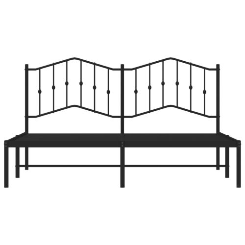Метална рамка за легло с горна табла, черна, 160x200 см