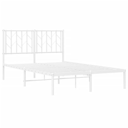 Метална рамка за легло с горна табла, бяла, 120x190 см