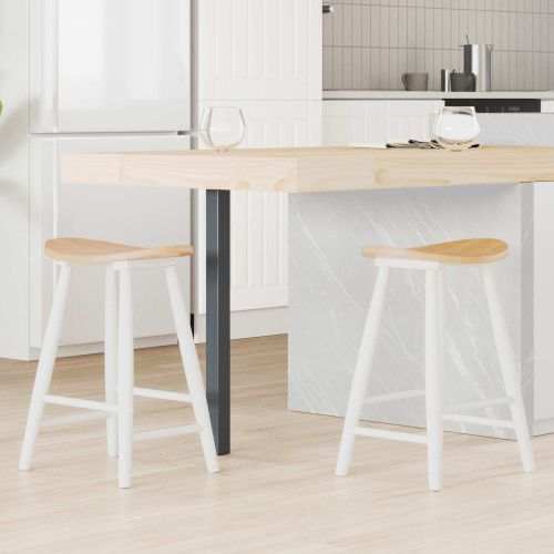 Обедени столове 2 pcs Бяло 46 x 37 x 63 см Солидно гумено дърво