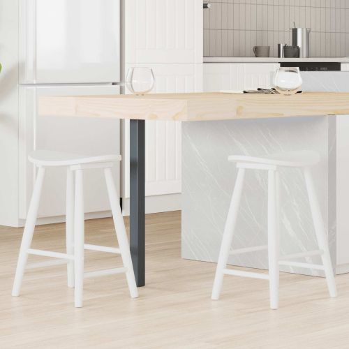 Обедени столове 2 pcs Бяло 46 x 37 x 63 см Солидно гумено дърво