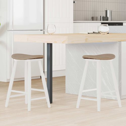 Обедени столове 2 pcs Бяло 46 x 37 x 63 см Солидно гумено дърво