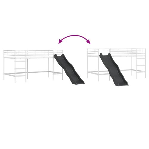 Двуетажно легло с пързалка за деца Бяло и антрацит 107 x 200 см