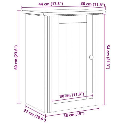 Банен стенен шкаф с врата BODO Меден кафяв 44 x 30 x 60 см