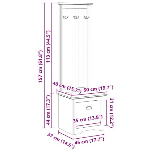 Шкаф за коридор с чекмедже BODO Меден кафяв 50 x 40 x 156,7 см