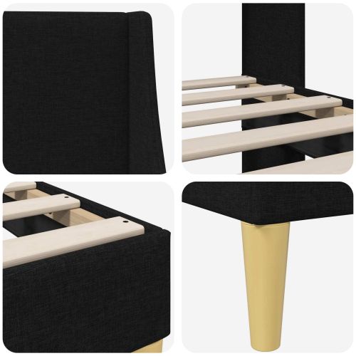 Рамка за легло с таблото Черен 100 x 200 cm текстил