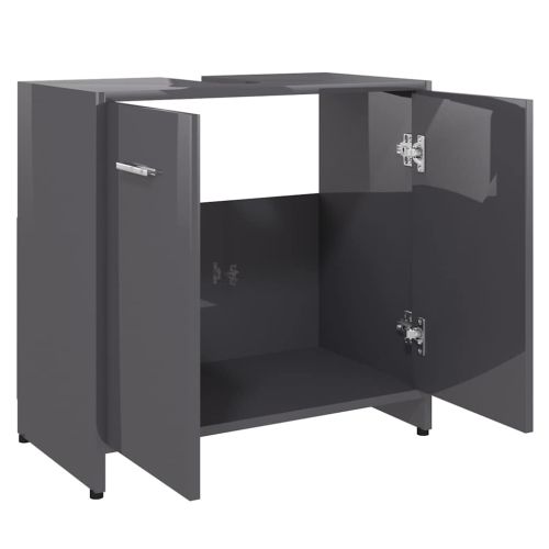 Шкаф за баня, сив гланц, 60x33x61 см, ПДЧ