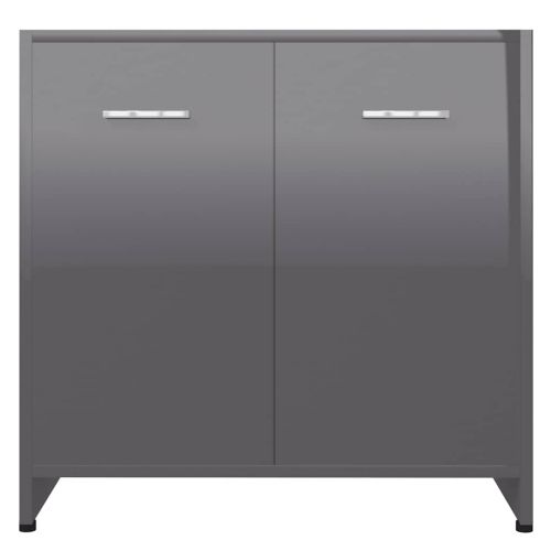 Шкаф за баня, сив гланц, 60x33x61 см, ПДЧ
