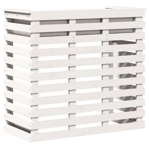 Външна бар маса, бяла, 113,5x50x103 см, борово дърво масив