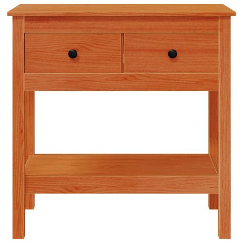 Конзолна маса с рафт Кафяво с восъчно покритие 75 x 35 x 75 см