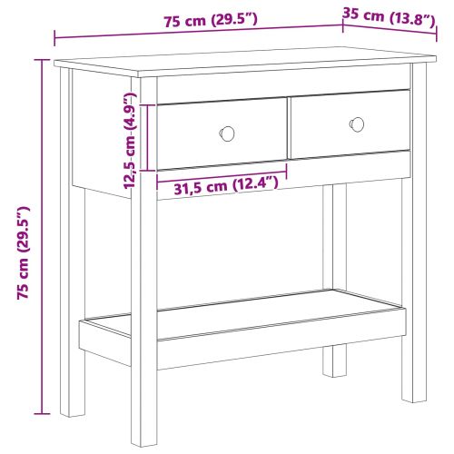 Конзолна маса с рафт Кафяво с восъчно покритие 75 x 35 x 75 см
