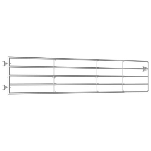 Оградна порта, 5 пръта, стомана, (150-400)x90 см, сребриста