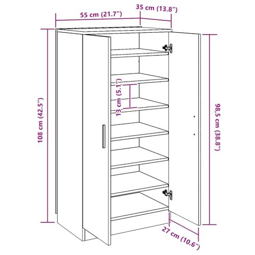 Шкаф за обувки, 7 рафта, дъб