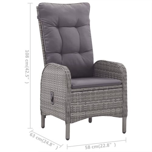 Градински трапезен комплект, 5 части, сив