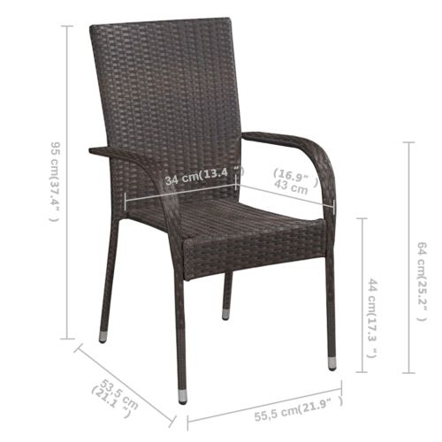 Градински трапезен комплект, 5 части, кафяв