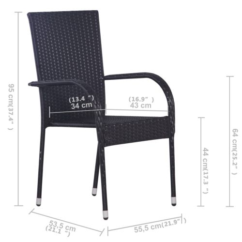 Градински трапезен комплект, 5 части, черен