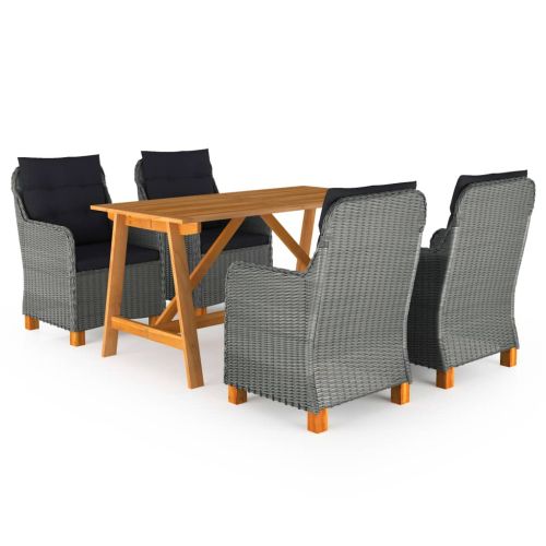 Градински трапезен комплект, 5 части, светлосив